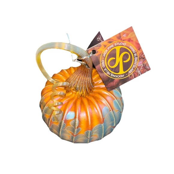 Jack Pine Hand Blown Glass Pumpkin Artisan Crafted Glass Pumpkin Unique Glass - Picture 1 of 12